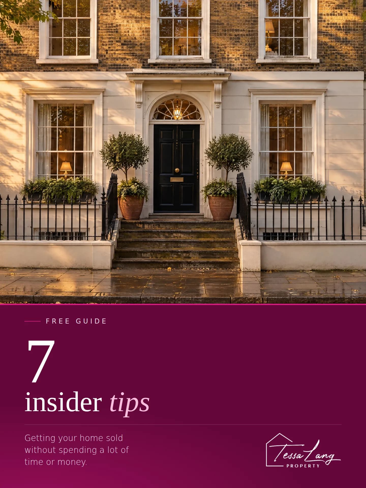 The cover of Tessa Lang's guide, 7 insider tips for selling your home
